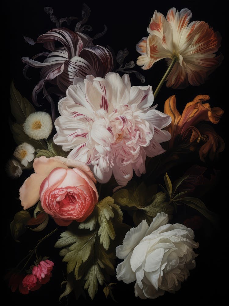 Moody Vintage Floral Painting
