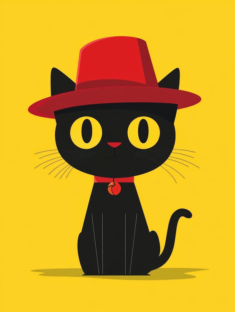Black Cat With Red Hat 1