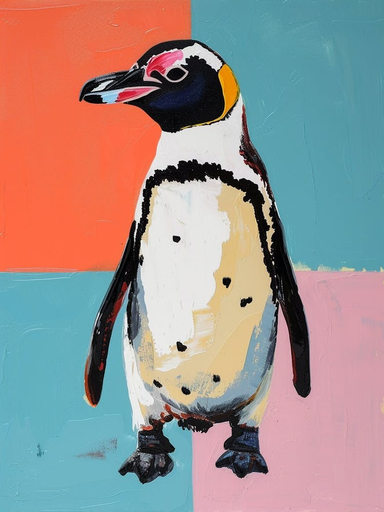 African Penguin Colour Block Painting 1