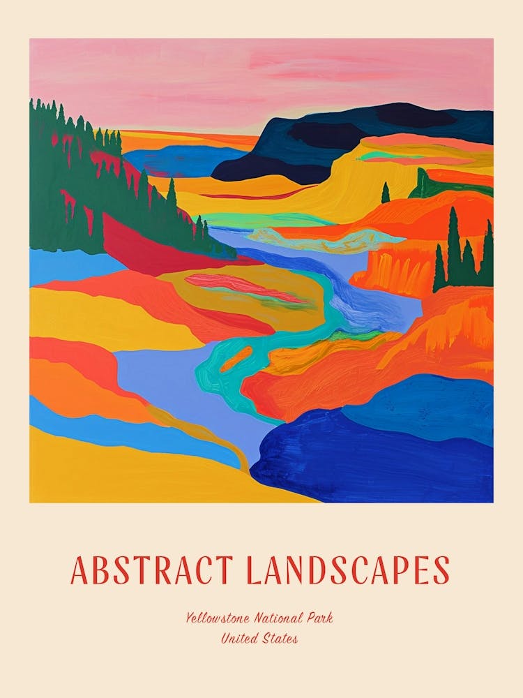Colourful Abstract Yellowstone National Park 7 Poster