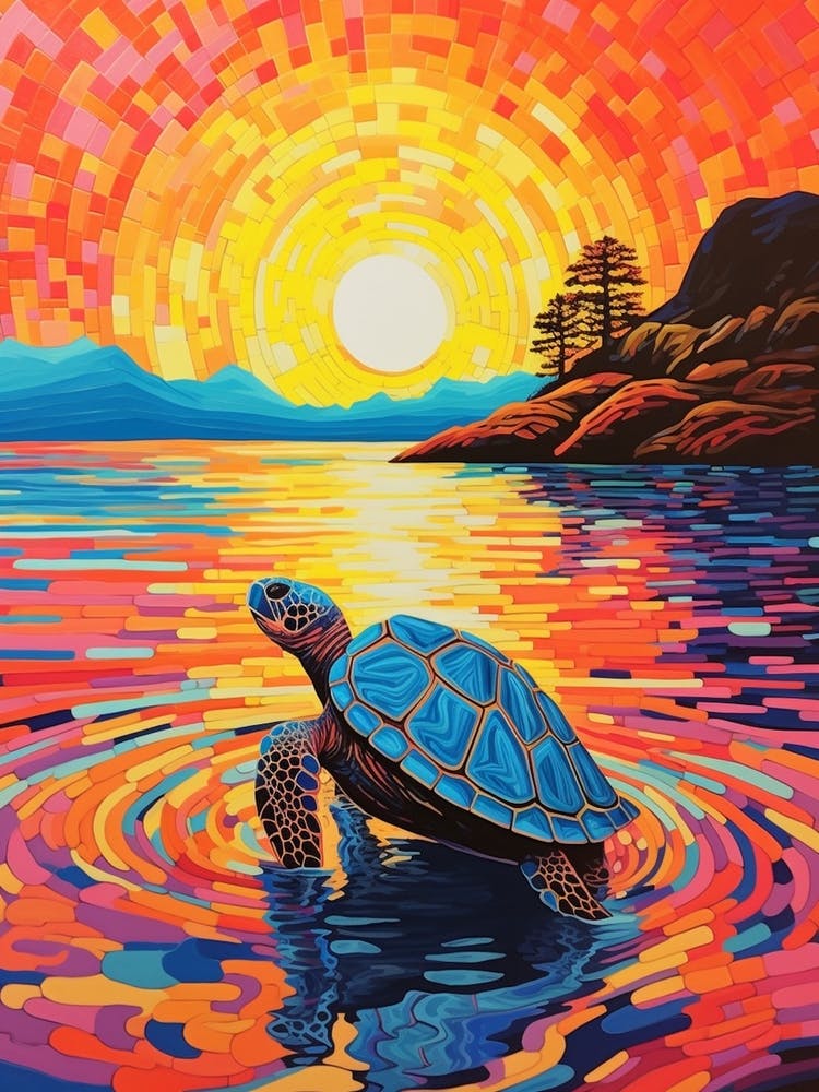 Sea Turtle Geometric Brushstrokes 1