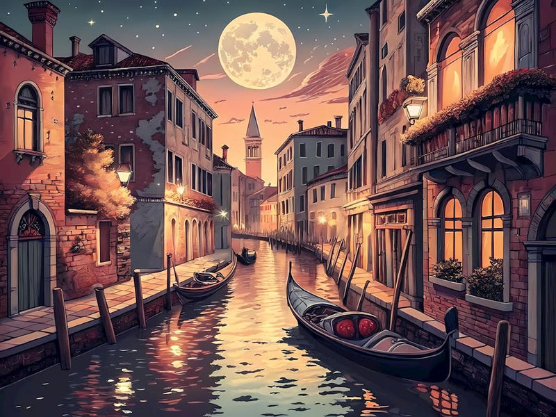 Retro Vintage Style A Depiction Of A Venetian Cana