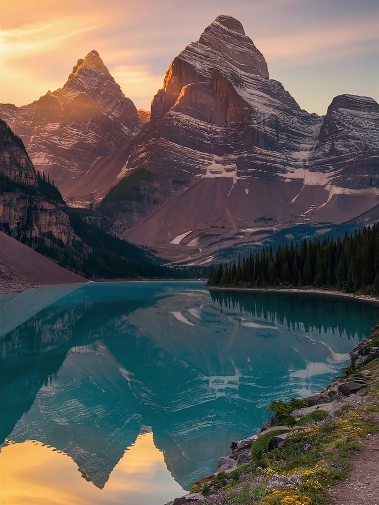 Sunrise At Lake Banff