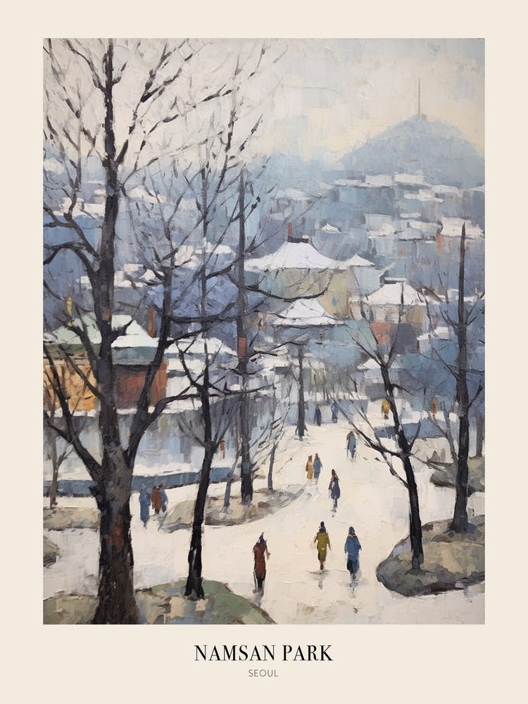Winter-Stadtpark-Poster Namsan Park Seoul Südkorea 2
