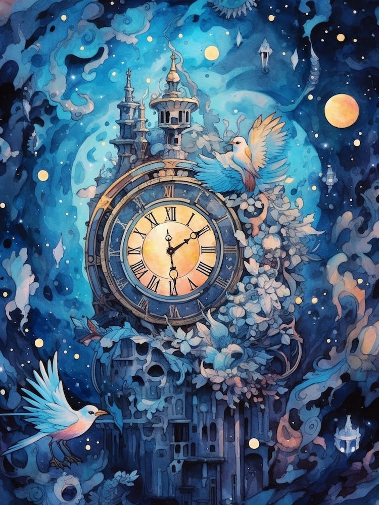 Watercolour Space Clock Celestial 7