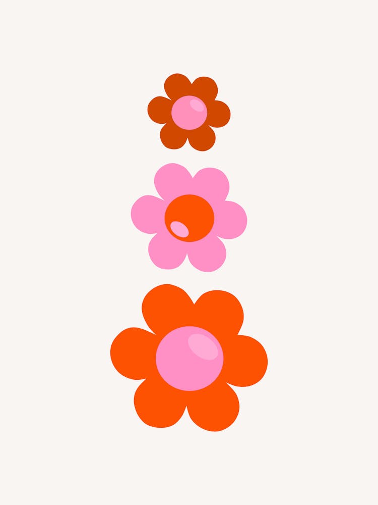 Retro Flowers Pink And Orange Vintage Floral