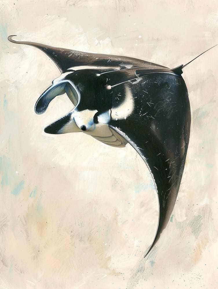 Manta Ray Pastel Watercolour 4
