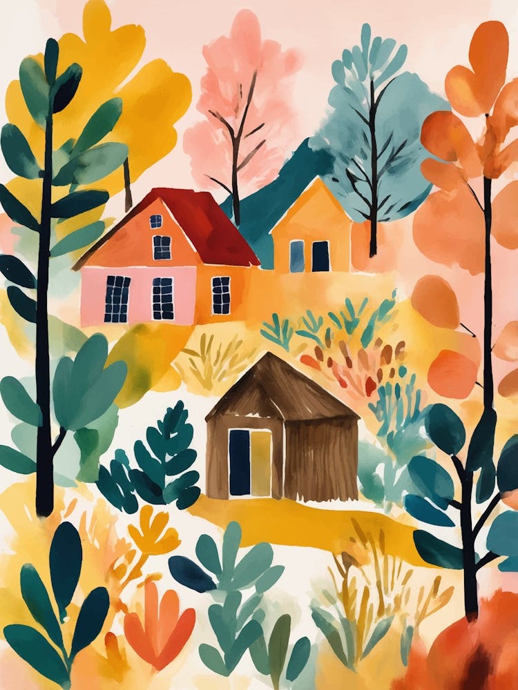 Maisons à l&#39;Aquarelle dans les Bois