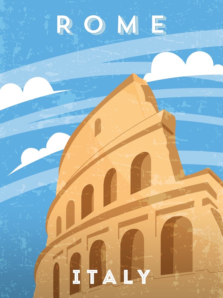Rome, Italy — Retro travel minimalist art poster