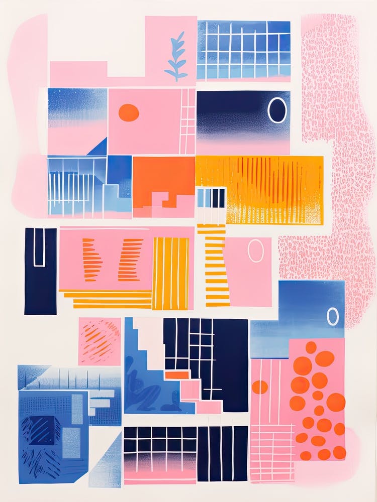 A House In Sydney, Abstract Risograph Style 1