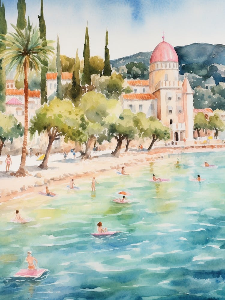 Swimming In Bodrum Turkey Watercolour