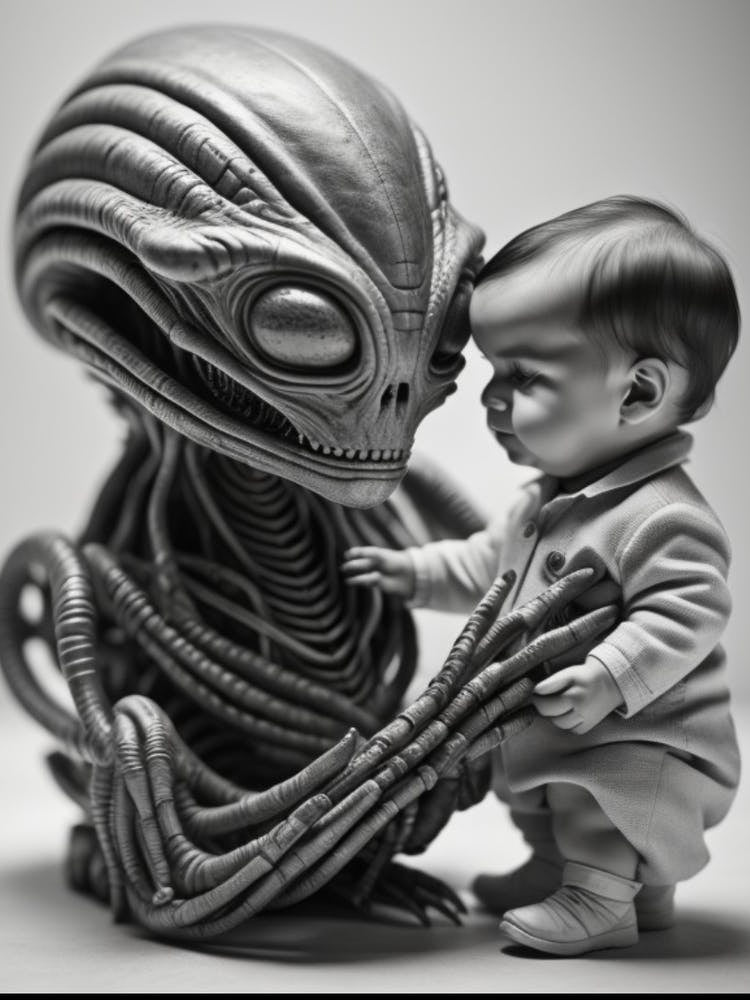 Alien holding Human Baby #1