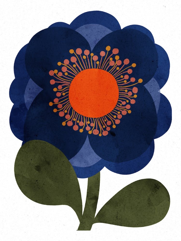Big Blue Retro Flower