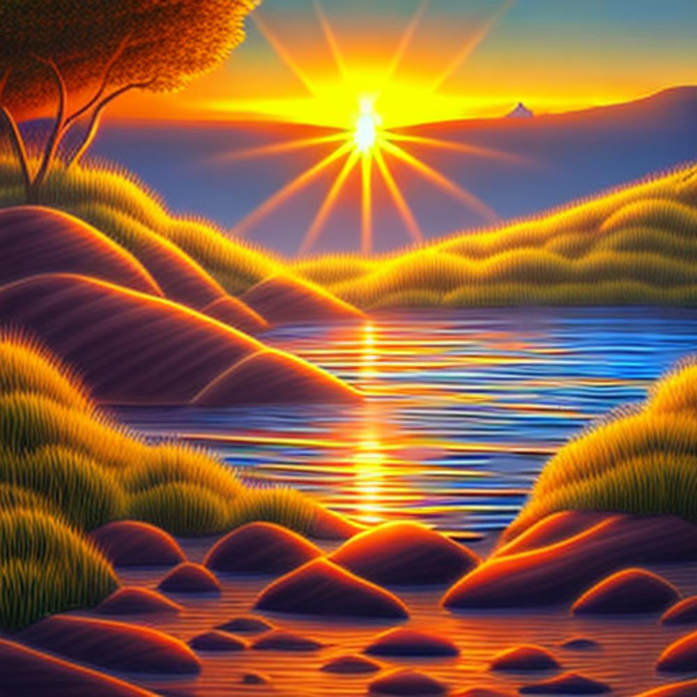 Coucher De Soleil Au Bord De La Rivière