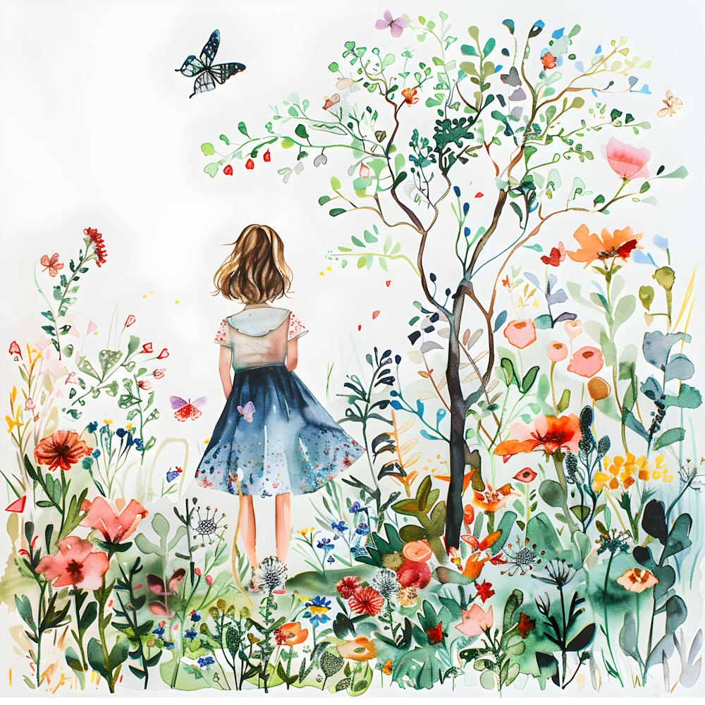 Garden Goddess Woman Among Blossoms