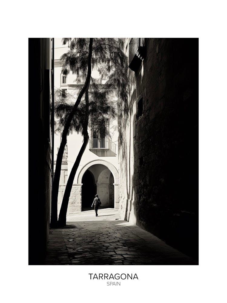 Poster Of Tarragona, Spain, Black And White Analogue Photography 1