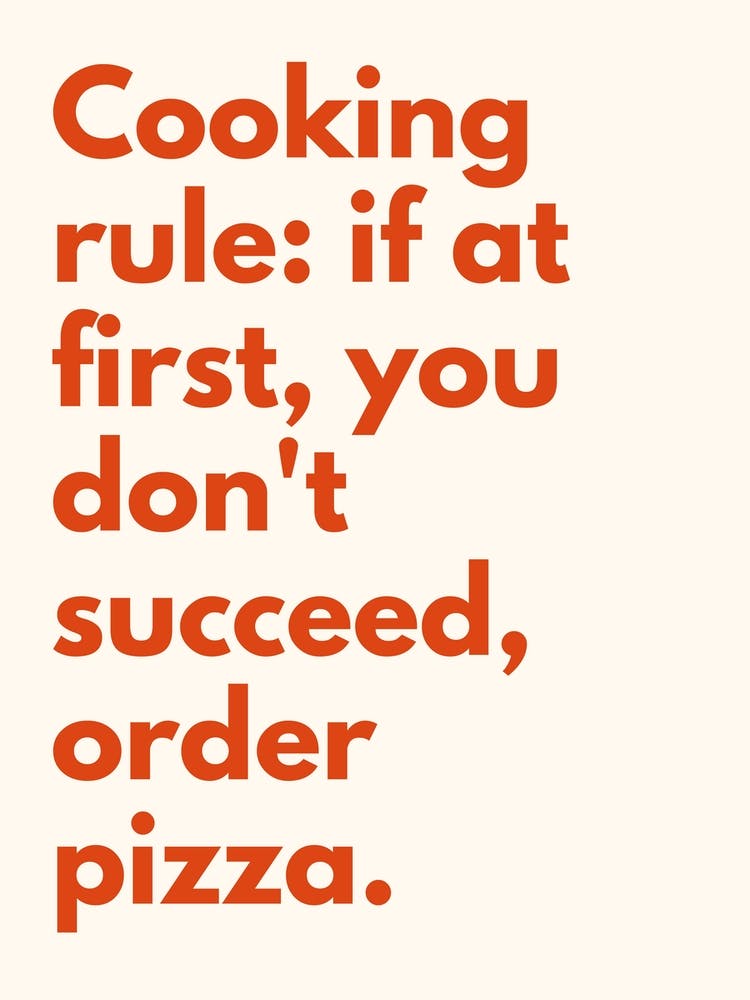 Cooking Rule Order Pizza Kitchen Typography Cream Red