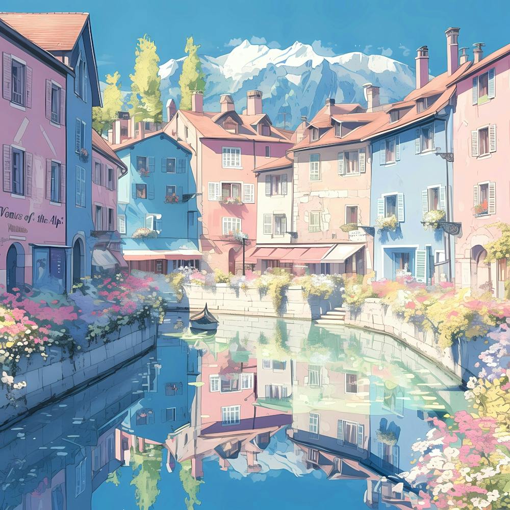 Canal Scene Annecy France
