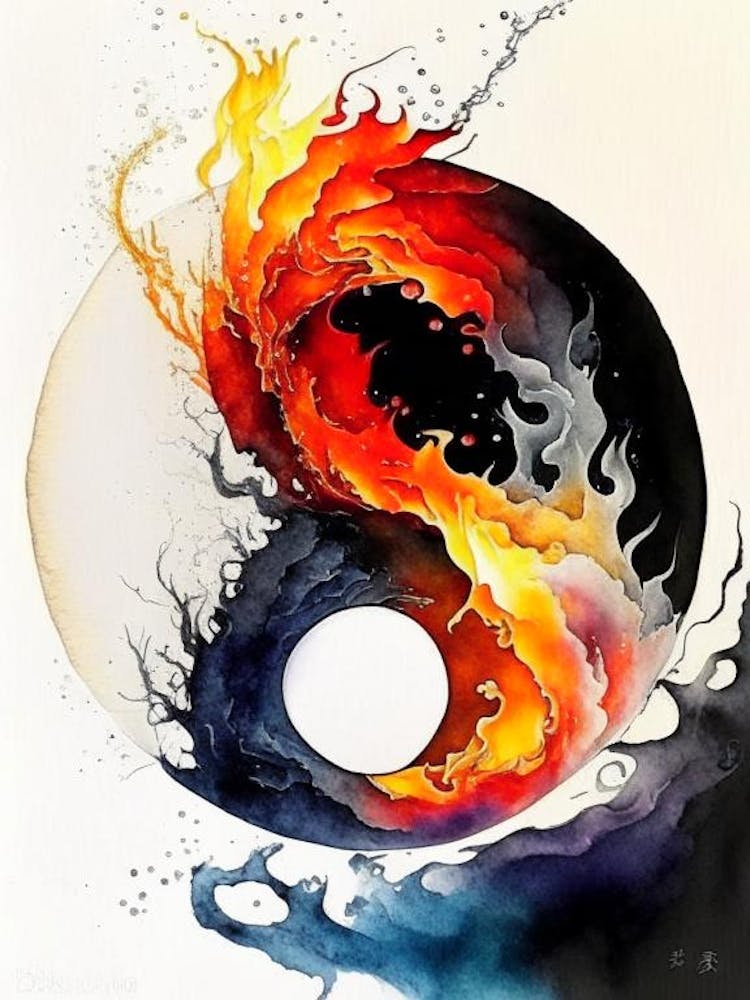 Fire And Water 3 Yin And Yang Japanese Ink