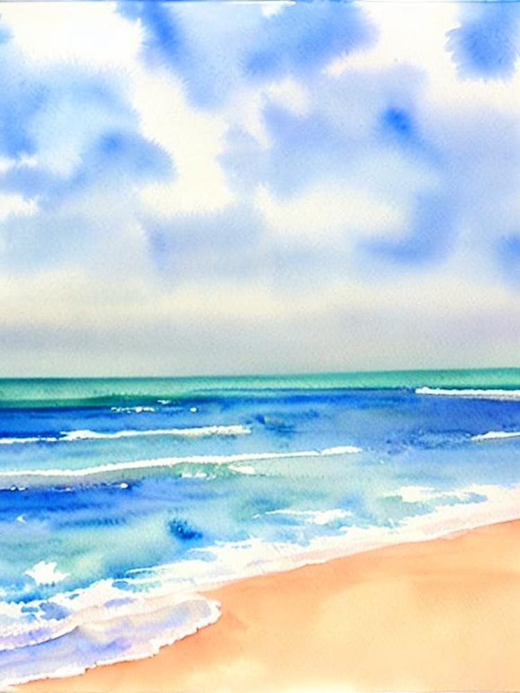 Coolangatta Beach 2, Australia Watercolour