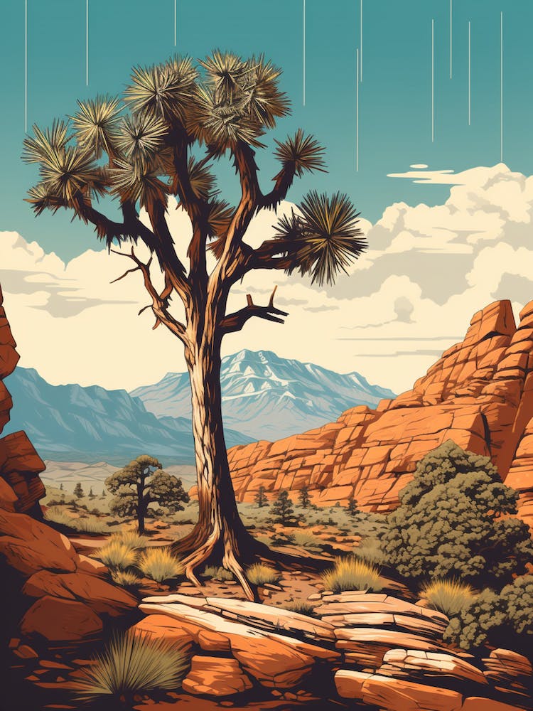  Retro Illustration Of A Joshua Tree In Rocky Mountain 2