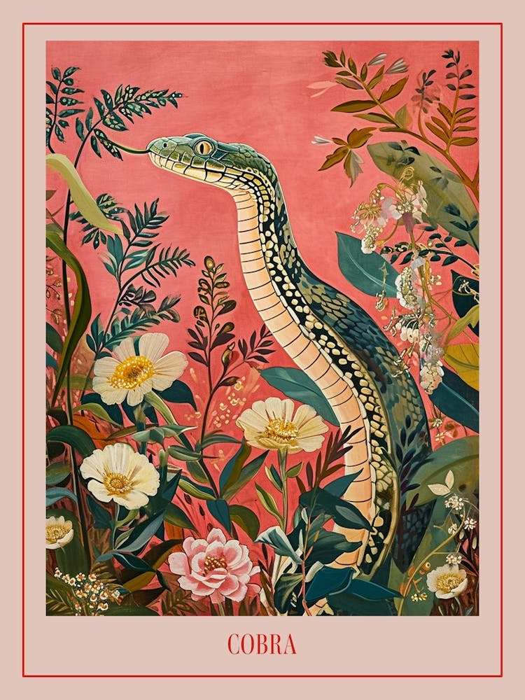 Floral Animal Painting Cobra 3 Poster