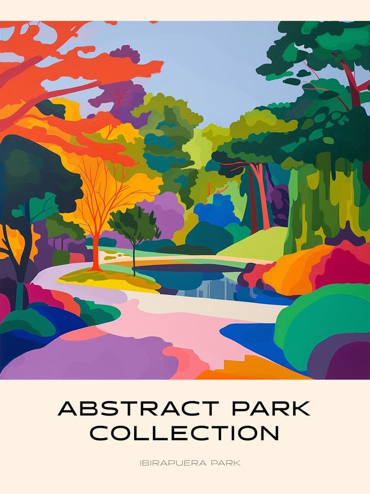 Abstract Park Collection Poster Ibirapuera Park Lisbon Portugal 1