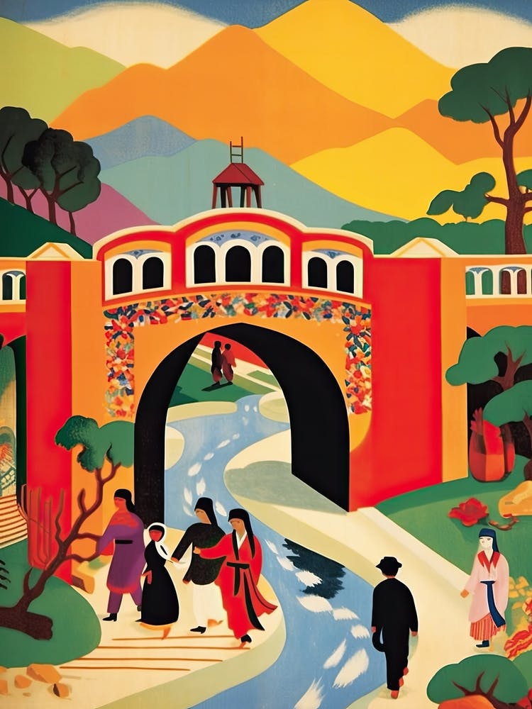 Khaju Bridge Iran Coloré 4