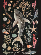 Nurse Shark Seascape Black Background Illustration 2
