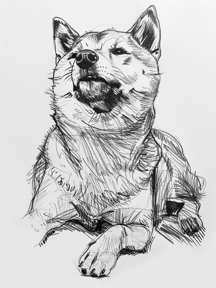 Shiba Inu Dog Line Sketch