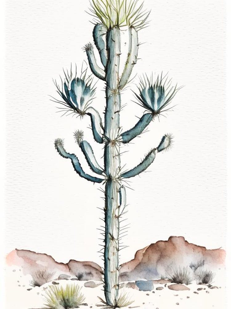 Silver Torch Joshua Tree Minimilist Watercolour  (2)