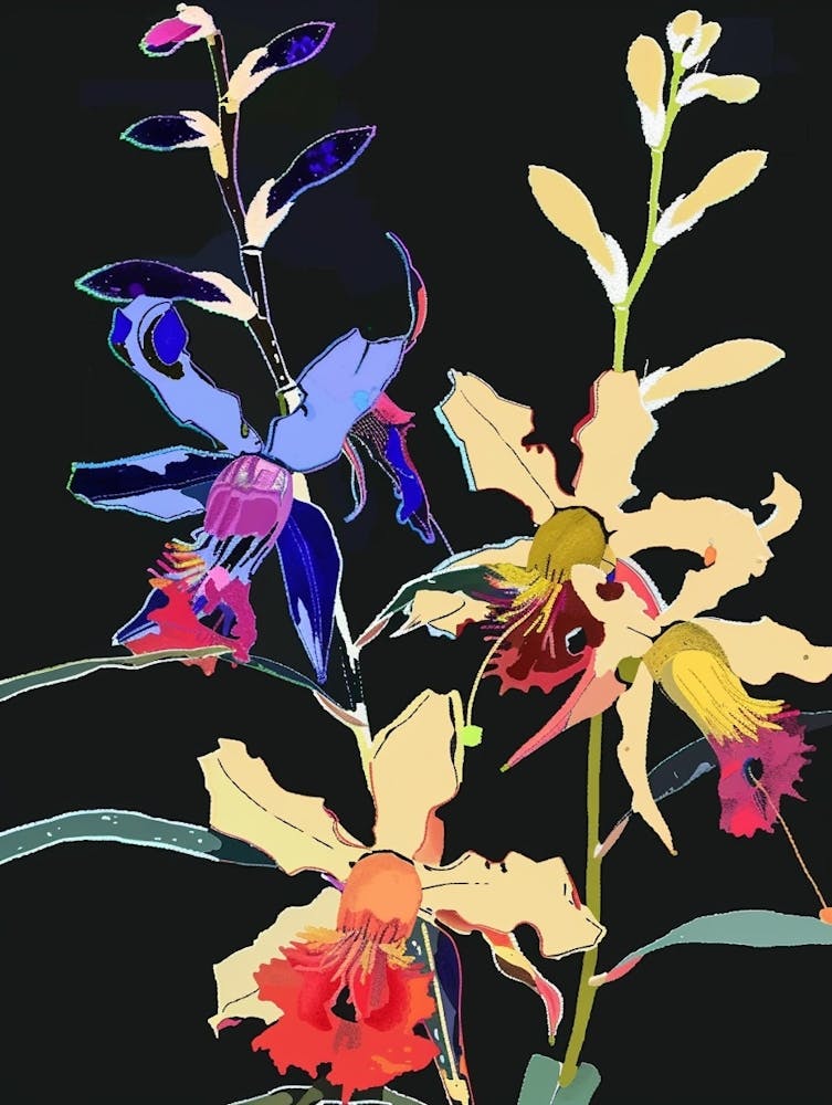 Neon Flowers On Black Aconitum 3