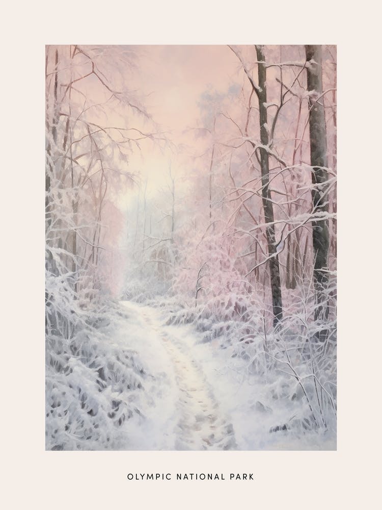 Dreamy Winter National Park Poster  Olympic National Park United States 4