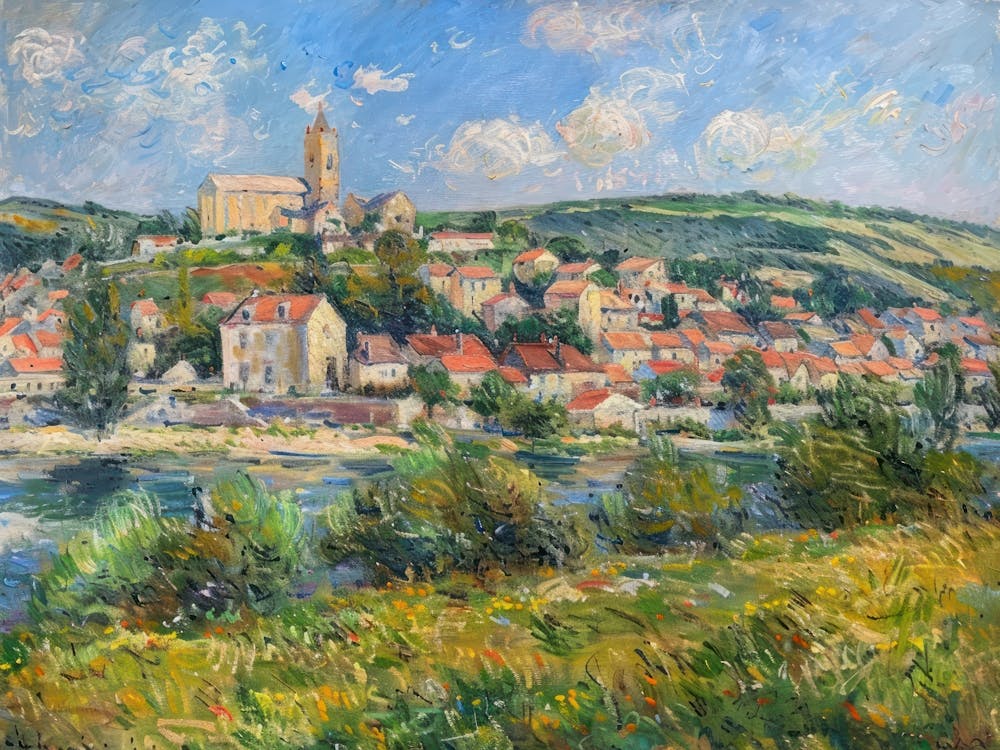 Peinture Lacustre Tranquille Inspirée par Paul Cezanne