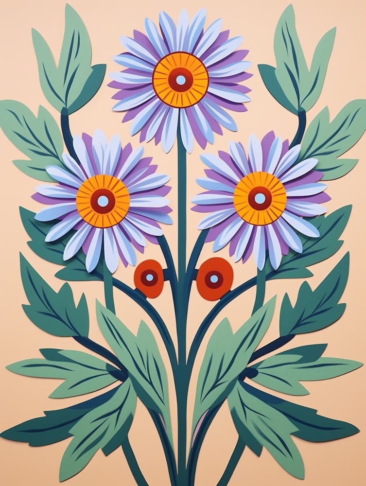 Flower Motif Painting Aster 6
