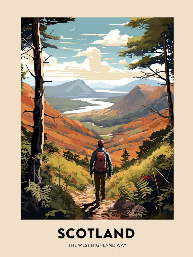 The West Highland Way Scotland 3 Vintage Hiking Travel Poster
