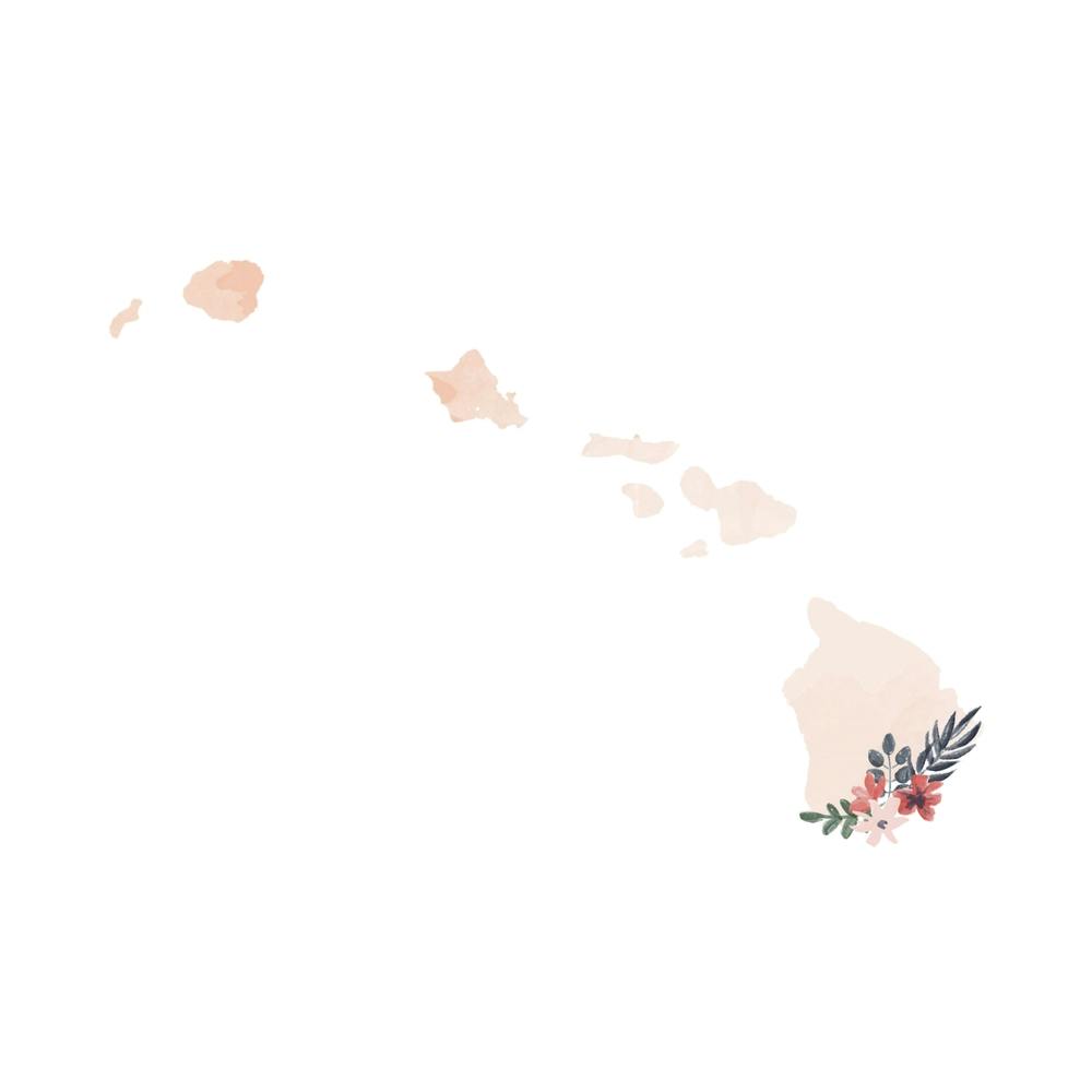 Hawaii Watercolor Floral State