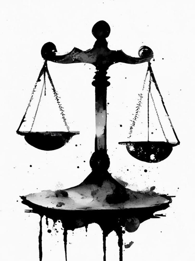 Balance Scale Symbol Black And White Painting