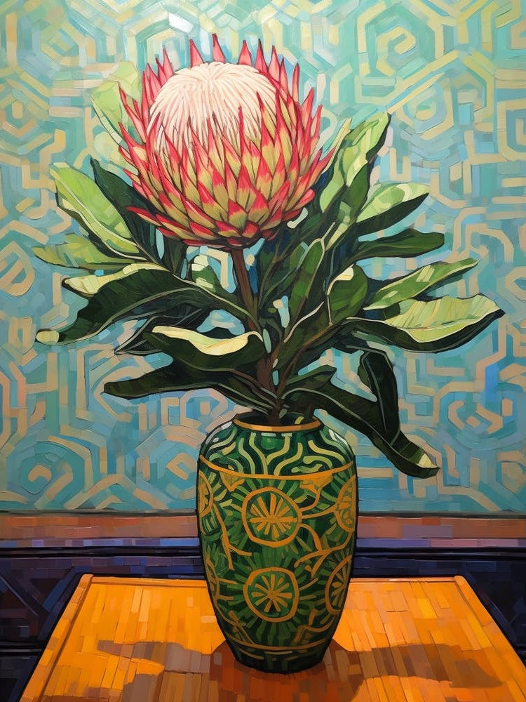 Flowers In A Vase Still Life Painting Protea 1