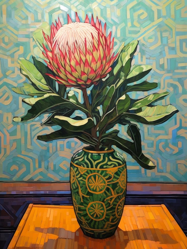 Flowers In A Vase Still Life Painting Protea 1