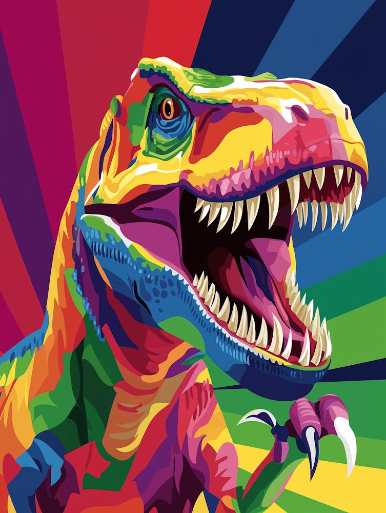 A Vibrant And Colorful Illustration Of A Dinosaur T Rex