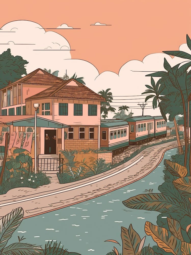 Douala Cameroon Travel Illustration 1