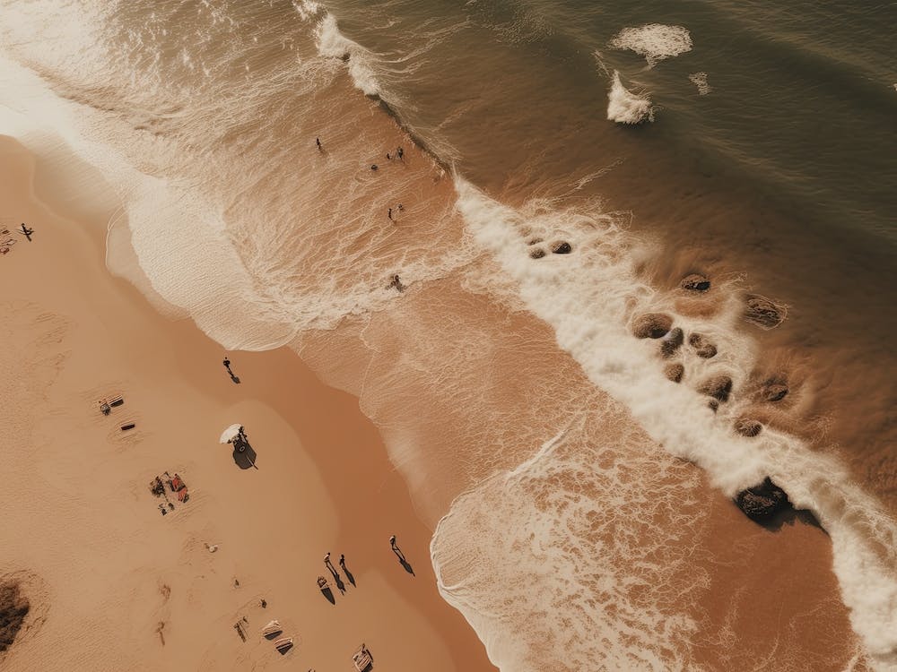 Aerial View Of A Beach In Warm Tones 1