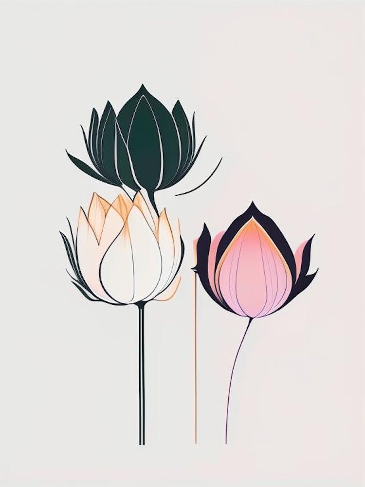 Double Lotus Minimal Line Drawing 1