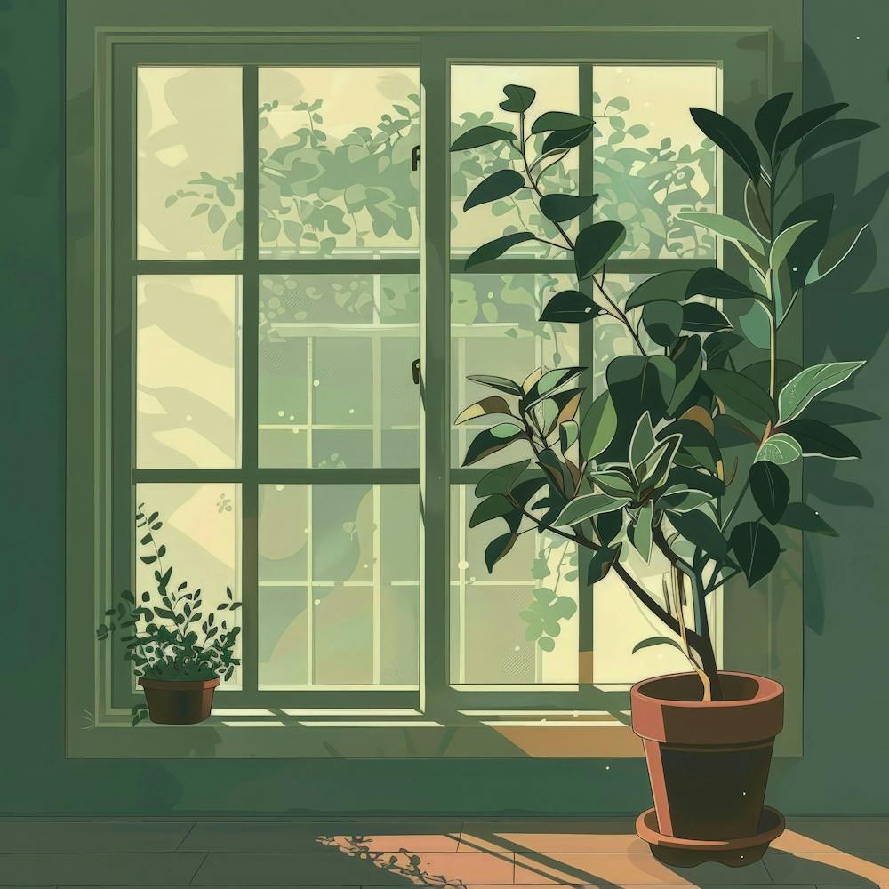 Window With A Plant