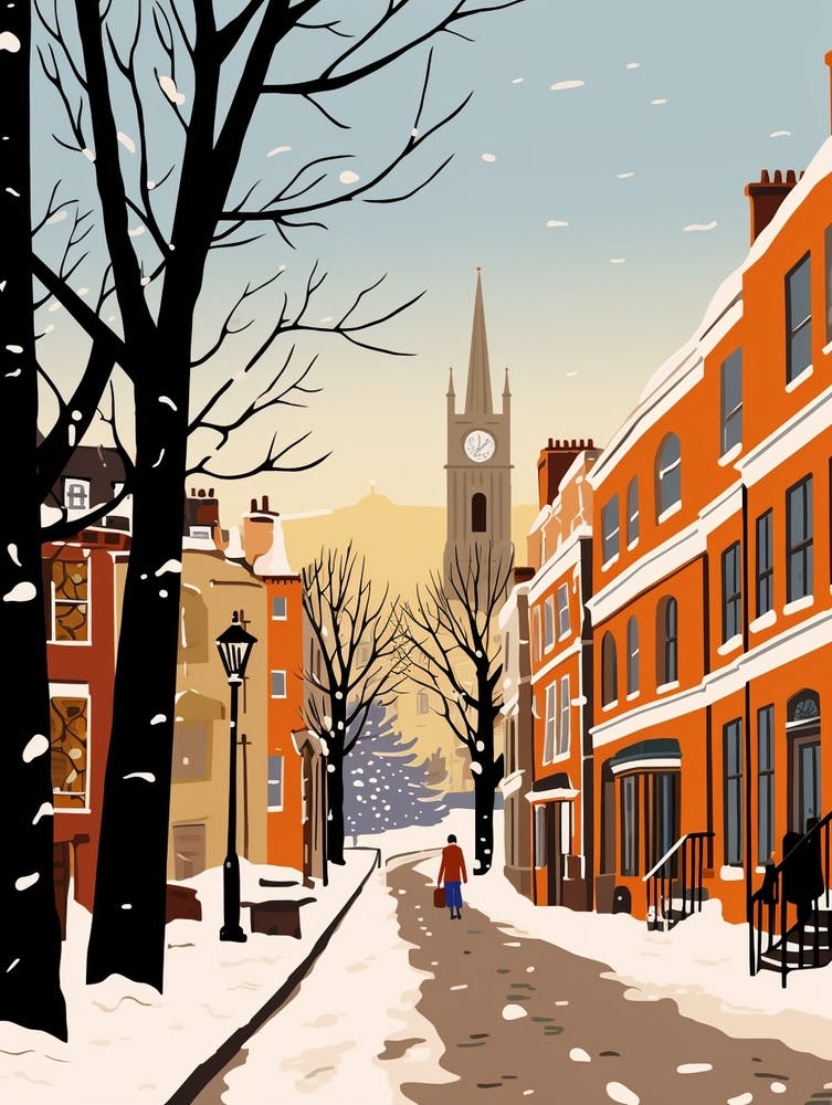 Retro Winter Illustration Richmond England 1
