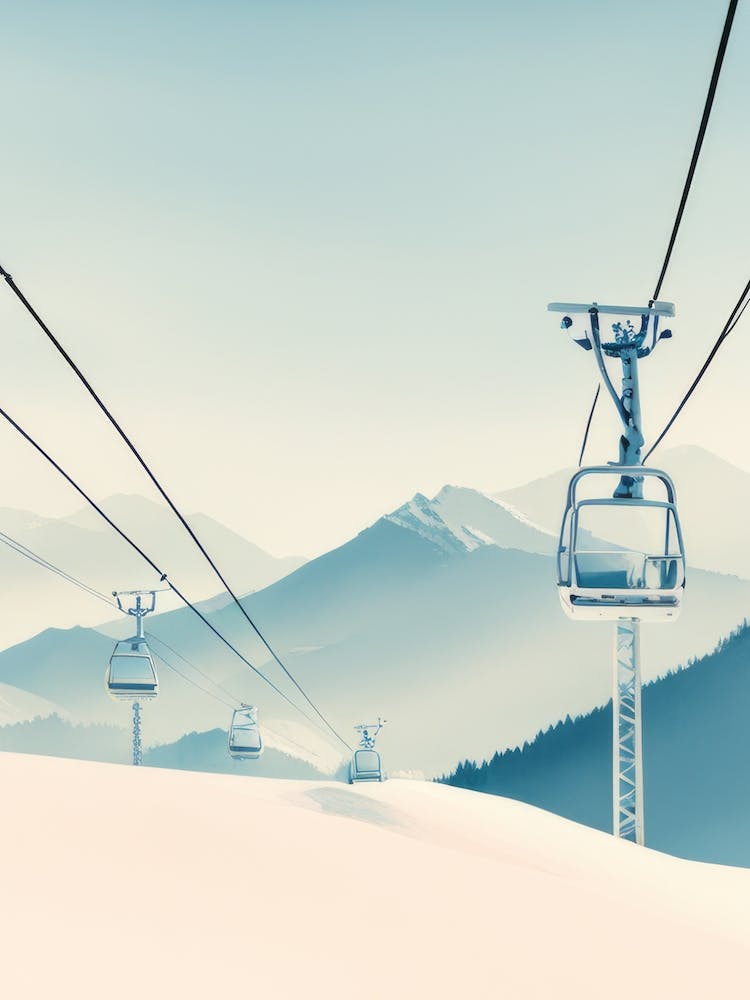 Off The Wire Zen Ski Lift Mountains Calm Pink Abstract Off Centre