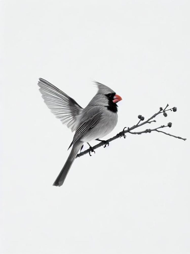 Cardinal B&W Pencil Drawing 3 Bird