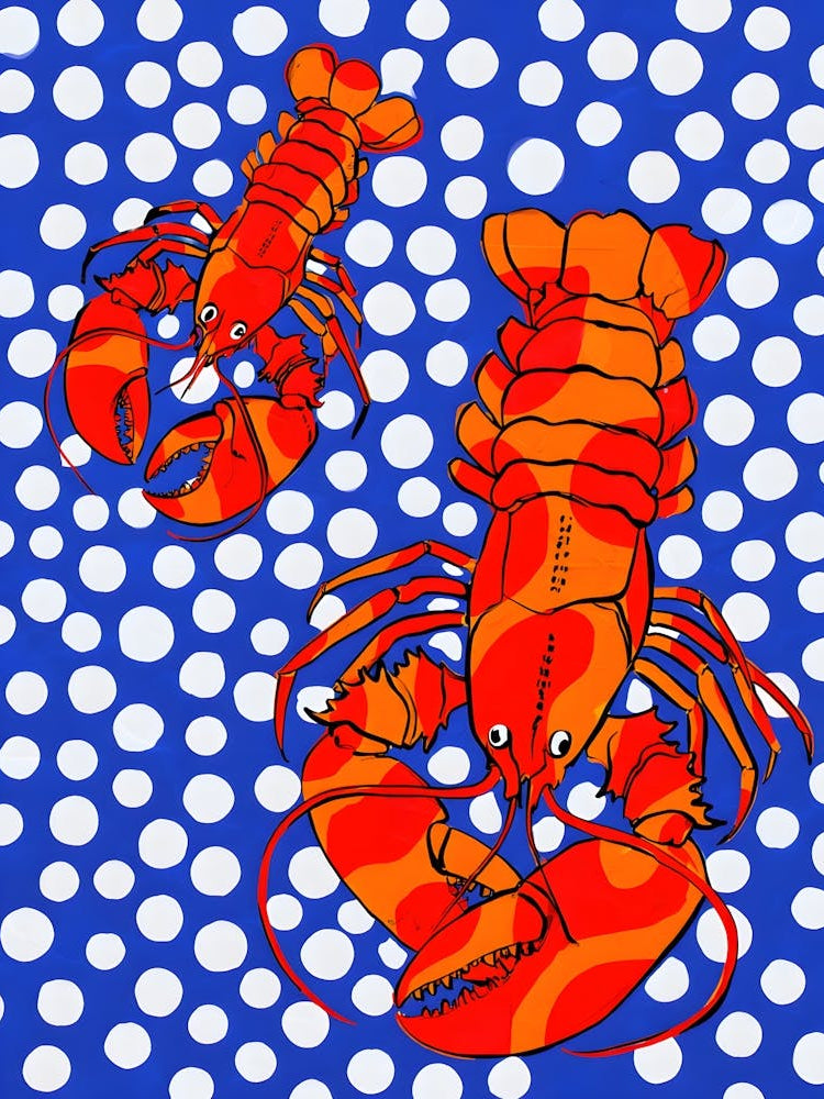 Colorful Lobster - Vibrant Polka Dot Marine