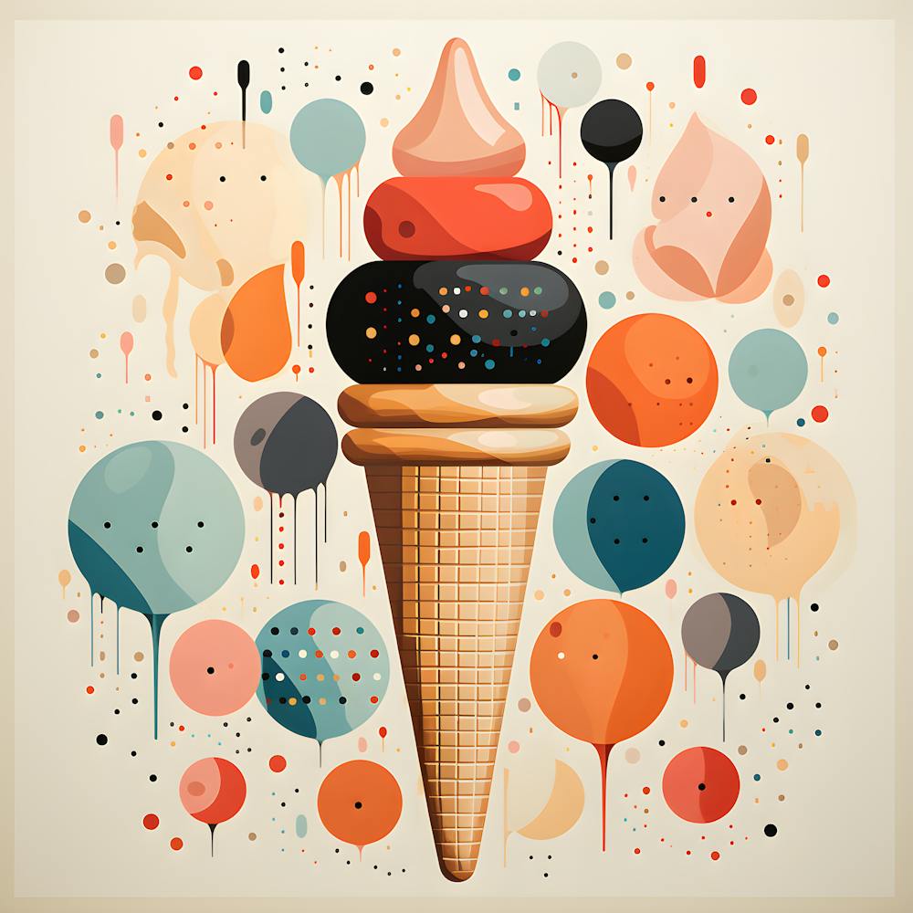 Mid Century Ice Cream Vibes Colorful Food Poster